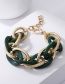 Fashion Gold Green Matte Bracelet Colorblock Metal Leopard Print Mixed Aluminum Chain Bracelet