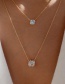 Fashion Gold Color Alloy Double-layer Inlaid Zircon Pendant Necklace