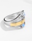 Fashion White Gold + Gold S925 Sterling Silver Color Matching Ring