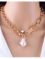 Fashion Gold Color Alloy Heart Shaped Special Pearl Necklace