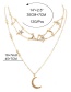 Fashion Gold Color Alloy Star Diamond Moon Multilayer Necklace