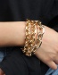 Fashion Gold Color Geometric Hollow Thick Chain Tassel Bracelet Set