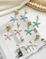 Fashion Green Alloy Pearl Irregular Starfish Stud Earrings