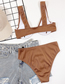Fashion Brown Solid Color Split Swimsuit