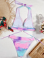 Fashion Pink Lace-up Smudge Cross-piece Swimsuit