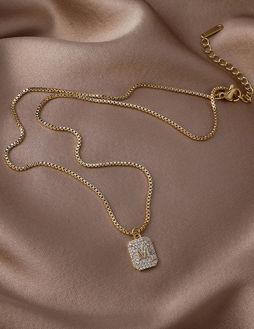 Fashion Gold Color Micro-inlaid English M Letter Necklace