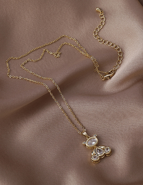 Fashion Gold Color Zircon Bear Necklace