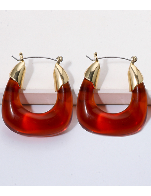 Fashion Scarlet Transparent Resin U-shaped Acrylic Earrings