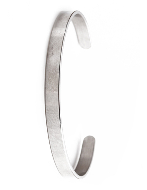Fashion Silver Color 2-piece Titanium Steel Roman Alphabet Open Bracelet