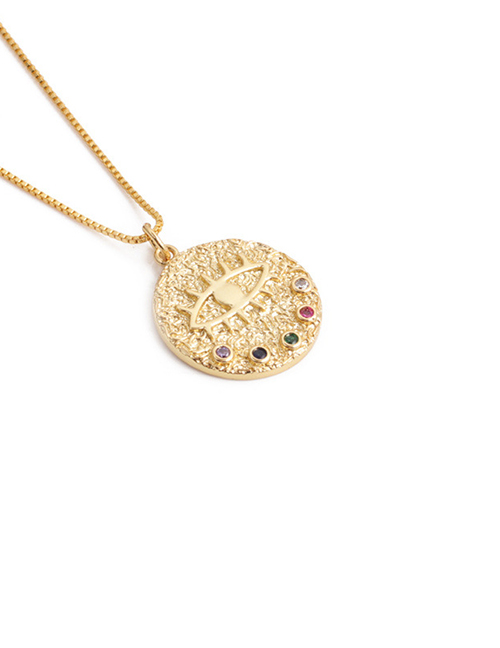 Fashion Gold-4 Bronze Plated Zircon Star Devil's Eye Necklace