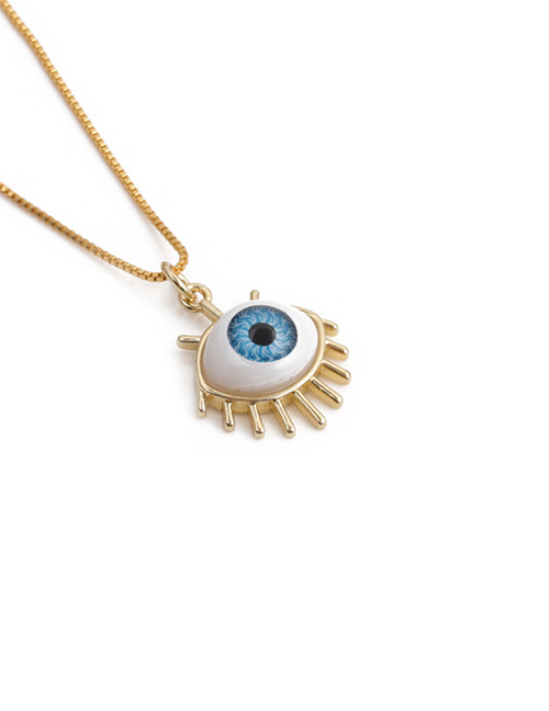 Fashion Light Blue Oil Dripping Devil's Eye Pendant Necklace