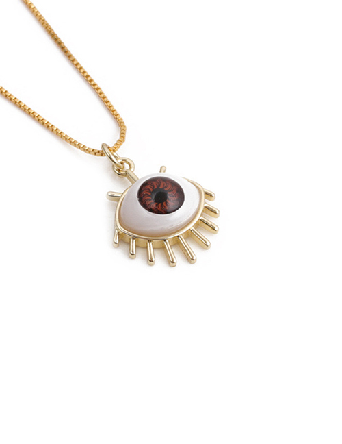 Fashion Pink Oil Dripping Devil's Eye Pendant Necklace