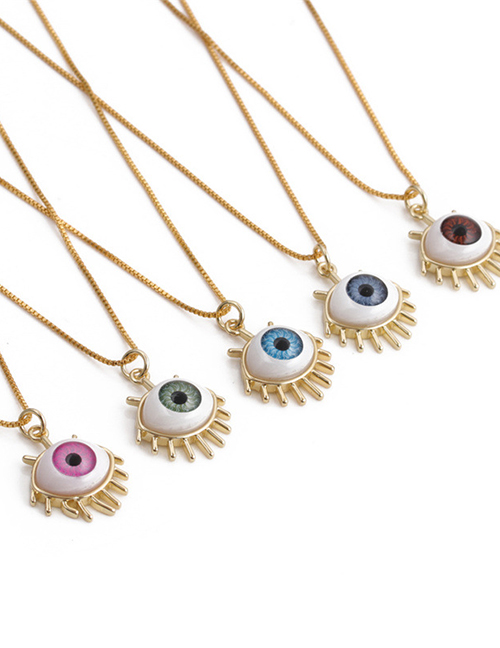 Fashion Pink Oil Dripping Devil's Eye Pendant Necklace