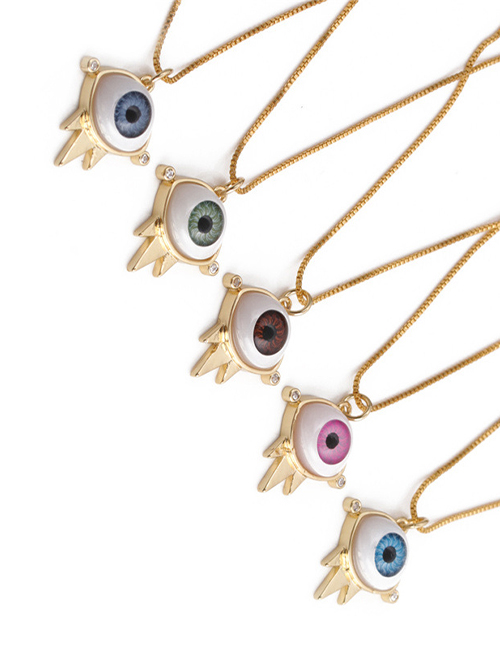Fashion Light Blue Devil's Eye Studded Pendant Necklace