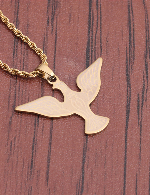 Fashion Gold Color Peace Dove+60cm Titanium Steel Twist Chain Stainless Steel Peace Dove Necklace