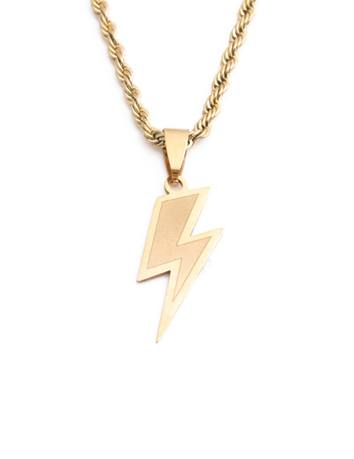 Fashion Gold Color +60cm Titanium Steel Twist Chain Stainless Steel Lightning Necklace