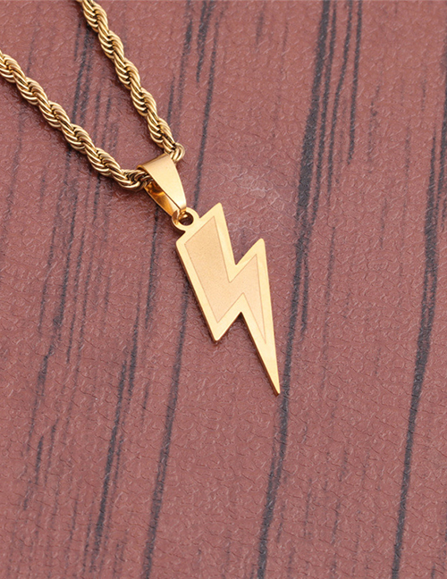 Fashion Gold Color +60cm Titanium Steel Twist Chain Stainless Steel Lightning Necklace