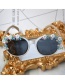 Fashion Black Mirror Petals Round Diamond-set Flower Sunglasses