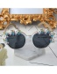 Fashion Black Mirror Petals Round Diamond-set Flower Sunglasses