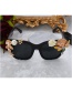 Fashion Black Bee Pearl Flower Diamond And Butterfly Sunglasses
