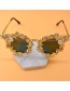 Fashion Golden Hollow Carved Butterfly Sunglasses