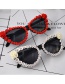 Fashion Red Rhinestone Flower Sunglasses