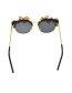 Fashion Black Embossed Flower And Diamond Butterfly Sunglasses