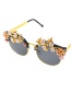 Fashion Black Embossed Flower And Diamond Butterfly Sunglasses