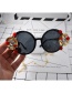 Fashion Black Large Frame Sunglasses With Flowers