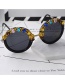 Fashion Black Embossed Tiger Head Diamond Sunscreen Glasses