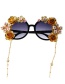 Fashion A Hollow Carved Round Frame Flower Glasses