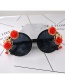 Fashion Black Big Frame Flower Sunglasses