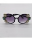 Fashion Green Diamond-encrusted Polarized Uv Protection Sunglasses