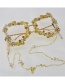 Fashion Rhinestone Style Carved Butterfly Rhinestone Pearl Chain Sunglasses