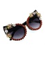 Fashion Red Diamond-studded Cat-eye Carved Sunglasses