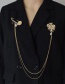 Fashion Golden Double-headed Long Tassel Chain Pearl Coin Brooch