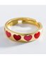 Fashion Love Gold-plated Copper Micro-inlaid Zircon Flower Geometric Love Drop Oil Ring