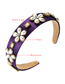 Fashion Purple Diamond-studded Pearl Flower Cloth Wide-brimmed Headband
