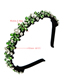 Fashion Green Rhinestone Small Flower Thin Edge Headband