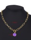 Fashion Black Copper Drop Oil Thick Chain Smiley Face Necklace