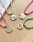 Fashion Pink Copper Inlaid Zircon Thick Chain Smiley Face Pack Necklace