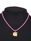 Fashion Pink Copper Inlaid Zircon Thick Chain Smiley Face Pack Necklace