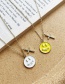 Fashion White Copper Inlaid Zircon Dripping Oil Smiley Face Pack Cross Necklace