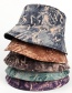 Fashion Navy Blue Frosted Suede Letter Print Double-sided Sun Hat