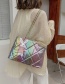 Fashion Color Laser Rhombus Embroidery Thread Rabbit Chain Tote Bag