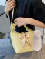Fashion Beige Folded Portable Ribbon Bow Belt Buckle Messenger Picture Bag