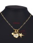 Fashion Golden Copper Inlaid Zircon Love Eye Lock Necklace