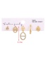 Fashion Golden 5-piece Set Of Copper Inlaid Zircon Pig Nose Ear Studs