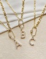 Fashion W Copper Inlaid Zircon Letter Thick Chain Necklace