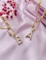 Fashion W Copper Inlaid Zircon Letter Thick Chain Necklace
